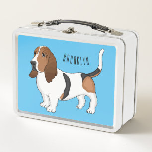 Basset-Hund Cartoon-Illustration Metall Brotdose