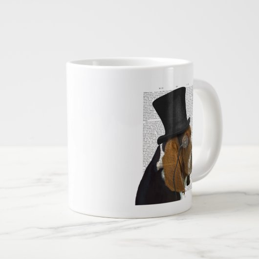 Basset-Hund, Festhund und Hut Jumbo-Tasse (Vorderseite Rechts)