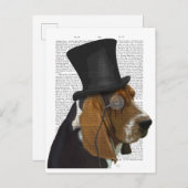 Basset-Hund, Festhund und Hut Postkarte (Vorne/Hinten)