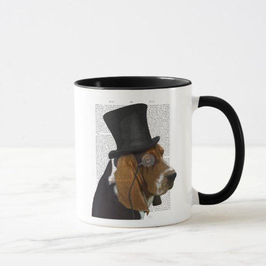 Basset-Hund, Festhund und Hut Tasse (Rechts)