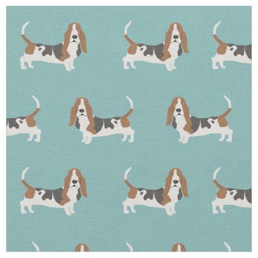 Basset Hund hellblau Stoff (Nahaufnahme)