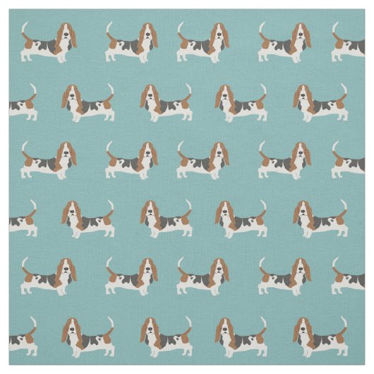 Basset Hund hellblau Stoff (Muster)