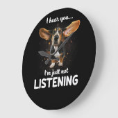 Basset-Hund höre ich, dass du nicht hörst Große Wanduhr (Winkel)