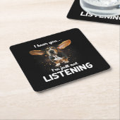 Basset-Hund höre ich, dass du nicht hörst Rechteckiger Pappuntersetzer (angewinkelt)