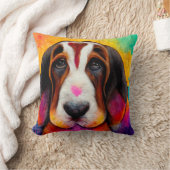 Basset Hund niedlich farbiges Kissen (Decke)