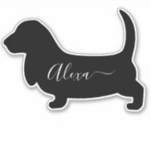 Basset-Hund personalisiert Ihren Namen Aufkleber (Vorderseite)