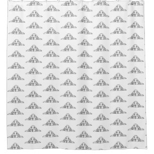 Basset-Hund Schwarz-weißen einfache Hundeaugen  Duschvorhang