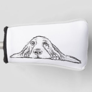 Basset-Hund Schwarz-weißen einfache Hundeaugen  Golf Headcover