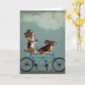 Basset-Hund Tandem Karte (Gelbe Blume)