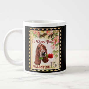Basset Hund Vintag Valentine Funny Hund mit Rose Jumbo-Tasse
