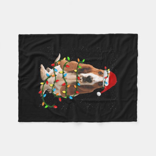 Basset-Hund Weihnachten lustige Basset-Hund-Liebe Fleecedecke (Vorderseite (Horizontal))