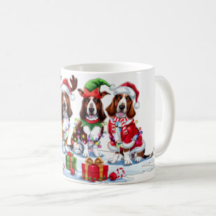 Basset Hund Weihnachtsmannmütze Geweih Elf Weihnac Kaffeetasse