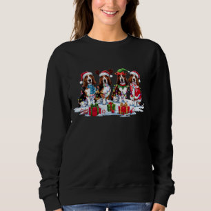 Basset Hund Weihnachtsmannmütze Geweih Elf Weihnac Sweatshirt