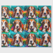 Basset Hunde Muster Wrapping Paper Geschenkpapier (Flach)