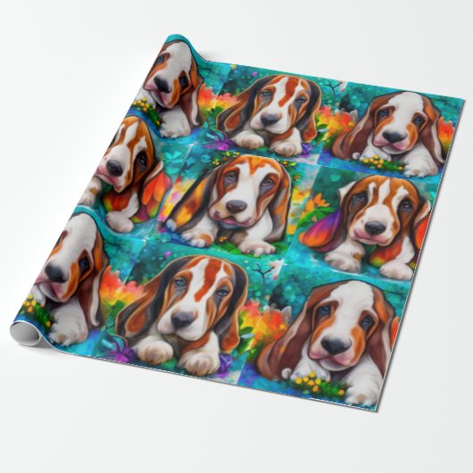 Basset Hunde Muster Wrapping Paper Geschenkpapier (Ungerollt)