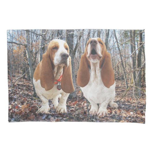 Basset im Holz-Basset Hound-Kissen-Fall Kissenbezug (Vorderseite)