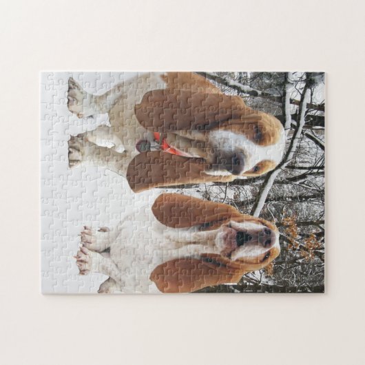 Basset im Holz Puzzle (Horizontal)