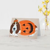 Basset in Pumpkin Anzug Karte (Gelbe Blume)