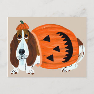 Basset in Pumpkin Anzug Postcard Postkarte