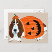Basset In Pumpkin Anzug Postkarte (Vorne/Hinten)