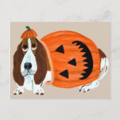 Basset In Pumpkin Anzug Postkarte (Vorderseite)