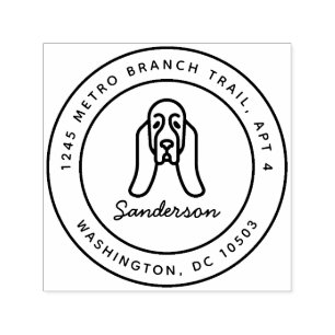 Basset-Jagdhund-Rücksendeadresse-Briefmarke Permastempel