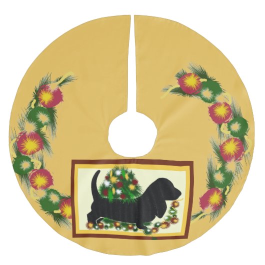Basset-Jagdhund ~Tree Rock Polyester Weihnachtsbaumdecke (Vorderseite)