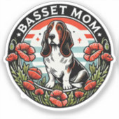 Basset-Mama Aufkleber (Vorderseite)