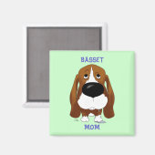 Basset-Mama Magnet (Vorderseite/Rückseite)
