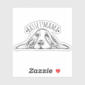 Basset-Mama Schwarz-weiß Aufkleber (Blatt)