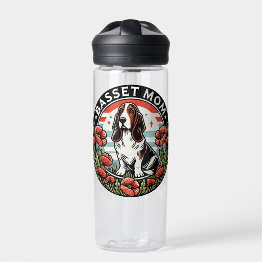 Basset Mom Trinkflasche (Vorderseite)