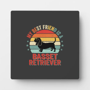 Basset Retriever Retro Sonnenuntergang Hund Fotoplatte