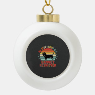 Basset Retriever Retro Sonnenuntergang Hund Keramik Kugel-Ornament