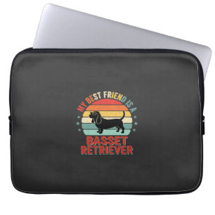 Basset Retriever Retro Sonnenuntergang Hund Laptopschutzhülle