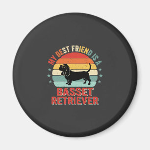 Basset Retriever Retro Sonnenuntergang Hund Magnet