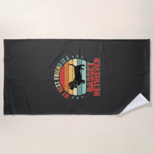 Basset Retriever Retro Sonnenuntergang Hund Strandtuch