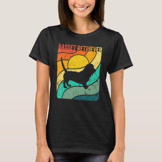 Basset Retriever Vintage Sonnenuntergang Mama Papa T-Shirt