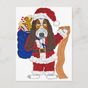 Basset Santa Checkliste für gute Vermögenswerte Feiertagspostkarte