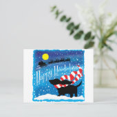 Basset Scarf Postkarte (Stehend Vorderseite)
