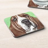 Basset Watercolor Getränkeuntersetzer (Linke Seite)