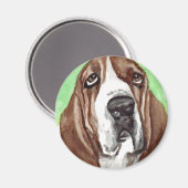 Basset Watercolor Magnet (Vorderseite/Rückseite)