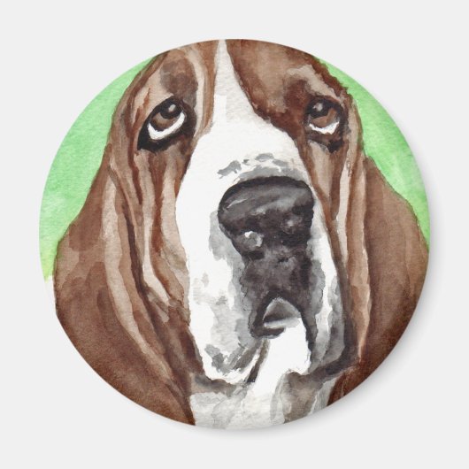 Basset Watercolor Magnet (Vorne)