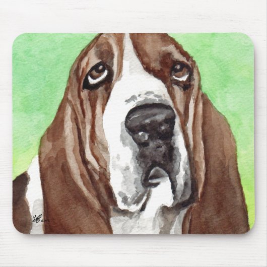 Basset Watercolor Mousepad (Vorne)