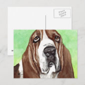 Basset Watercolor Postkarte (Vorne/Hinten)