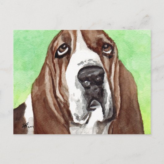 Basset Watercolor Postkarte (Vorderseite)