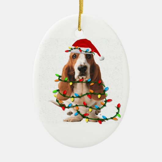 Basset-Weihnachten lustige Basset-Hund-Liebe Keramik Ornament (Vorne)