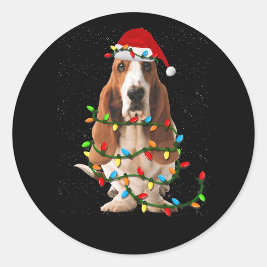 Basset-Weihnachten lustige Basset-Hund-Liebe Runder Aufkleber (Vorderseite)