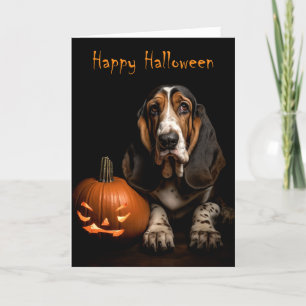 Bassett Hound Halloween Karte
