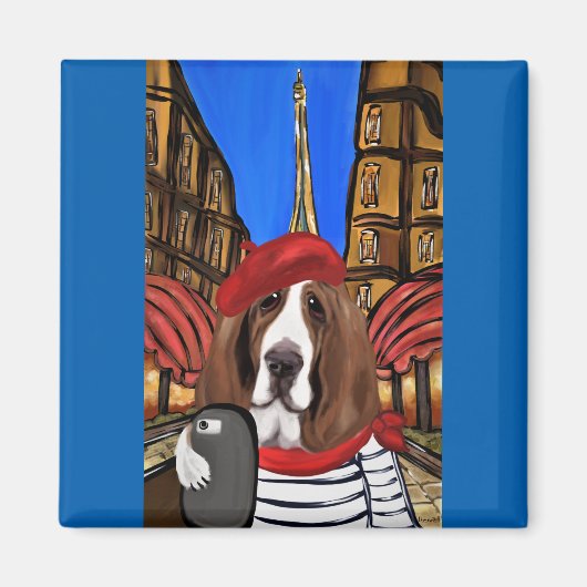 Bassett Hound Selfie Magnet (Vorne)