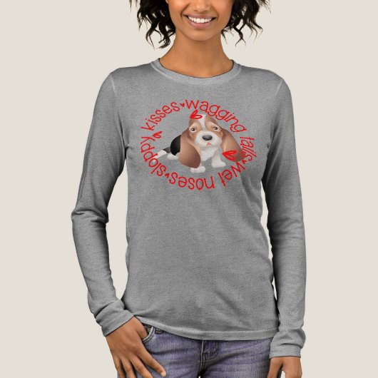 Bassett Hound, Sloppy Kisses B&C lange Tri-Blend Shirt (Vorderseite)